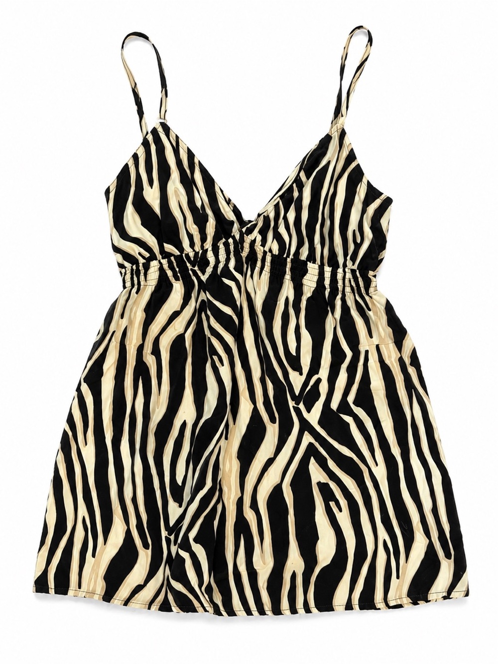 Express Design Studio Zebra Print Tank Top XS Black & Cream Animal Print Cami